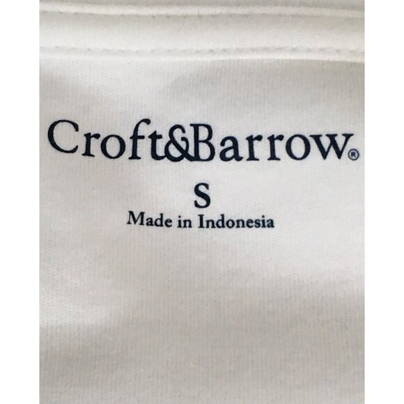 Croft and Barrow Women Top Size Small White with Floral Lace Front Short Sleeves - Picture 7 of 16